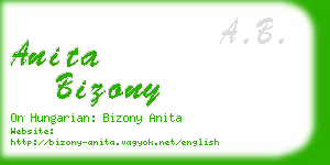 anita bizony business card